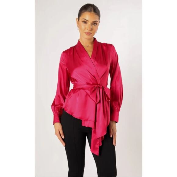 New NWT Petal‎ + Pup Aydin Wrap Top Size XL Magenta Red Pink - Picture 2 of 13